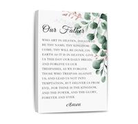 VWWJCCRO Farmhouse Our Father Canvas - The Lord's Prayer Christian Wall Art, Rustic Religious Poster for Home Decor, Dining Room or Bedroom (Framed,16x24inch(40x60cm))