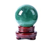 VWWJCCRO Feng Shui Ornaments Crystal Green Divination Sphere Ball with Wood Stand, 3.1 inch Diameter Witchcraft (9cm)