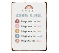 VWWJCCRO Grounding Technique Crisis Intervention Metal Sign Educational Visual Guide for Parent Child Family Home Kitchen Bathroom 8 X 12 inch