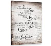 VWWJCCRO Inspirational Scripture Poster, Jeremiah 29:11 For I Know The Plans, Hope & Promise Canvas Wall Art for Prayer Room Decor(Framed,08x12inch(20x30cm))