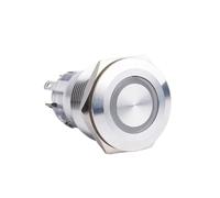 VWWJCCRO IP67 Flat head19/22/25MM Stainless Steel Push Button Switch LED Light Red Green Blue Yellow White(22MM,Blue LED_12V)