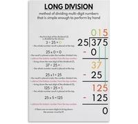VWWJCCRO Long Division Steps Poster For Classroom Learning Tool | Simple division breakdown chart for young math learners decor(Unframed,08x12inch(20x30cm))