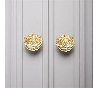 VWWJCCRO Maniglia in ottone massiccio a forma di rosa a forma di fiore per cassetti, armadi, armadi, porte, maniglie dorate a foro singolo, 1 pezzo (12)