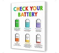 VWWJCCRO Mental Health Wall Art for Classroom - “Check Your Battery” Feelings Chart Poster, Social Emotional Learning (SEL) Decor for School Counselors(Unframed,12x18inch(30x45cm))