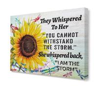 VWWJCCRO Minimalist Sunflower Art Print - Featuring I Am the Storm Typography, Modern Gallery Wrapped Canvas for Living Room or Entryway(Unframed,12x18inch(30x45cm))