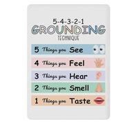 VWWJCCRO Modern Aluminum Sign with Grounding Technique 5 Senses Method for Calmness Anxiety Help Office Bedroom Living Room Wall Decor 8 X 12 inch