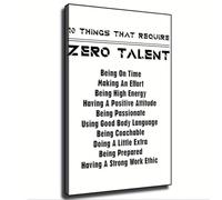 VWWJCCRO Motivational Canvas Art 10 Things That Require Zero Talent Great Leadership Quote for Bedroom Classroom(Framed,16x24inch(40x60cm))