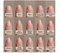 VWWJCCRO Nail Shape Chart Poster Educational Classroom Wall-Art | Clear illustrations help choose flattering nail style for fingers(Framed,16x24inch(40x60cm))