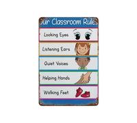 VWWJCCRO Preschool Manners Learning Chart Vintage Educational Tin Sign Classroom Rules Habits Wall-Art Decor 8 X 12 in