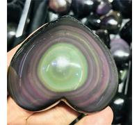 VWWJCCRO Rainbow Obsidian Cat's Eye Quartz Crystal Heart Stone And Specimens Decorative Gift Home Decor(120g)