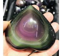 VWWJCCRO Rainbow Obsidian Cat's Eye Quartz Crystal Heart Stone And Specimens Decorative Gift Home Decor(165g)