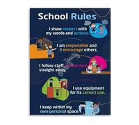 VWWJCCRO School Community Contract Poster Canvas Art for Shared Values and Home Decor Living Room Bedroom(Framed,08x12inch(20x30cm))