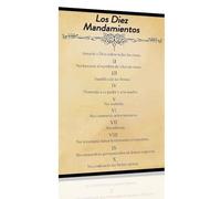 VWWJCCRO Spanish Ten Commandments Canvas Print, “Los 10 Mandamientos” Christian Wall Art for Law Office, Prayer Room, Entryway Decor(Unframed,16x24inch(40x60cm))