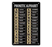 VWWJCCRO Vintage Military Communication Metal Sign Phonetic Alphabet Morse Code Guide Retro Tin for Garage Wall Man Cave Decor 8 X 12 inch