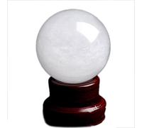 VWWJCCRO White Crystal Ball, Quartz Sphere on Wooden Display Stand Lucky FengShui Home Decor,4.7"(12cm)