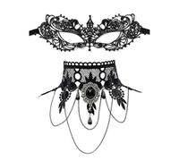 Vxcbad Katherine Pierce Maskenbball - Set girocollo in pizzo nero con elastici in velluto gotico, adatto a qualsiasi abbigliamento per feste, festival, carnevale