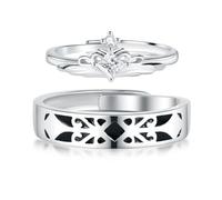 Vxddy Coppia Anelli Fedine Fede Nuziale Principessa e Cavaliere Argento Sterling Promessa Anello per Lui e Lei Fidanzamento Coppie Gioielli Nozze Regalo