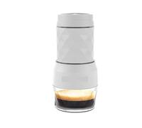 VXDEFP Macchina da caffè portatile, 3 in 1, macchina da caffè portatile per acqua calda/fredda, macchina per caffè espresso manuale per capsule e macinate, pressa a mano per casa e viaggi (bianco)