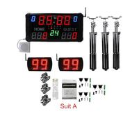 VXDEFP Tabellone segnapunti da Basket Multifunzionale Portatile for Interni, tabellone segnapunti di sincronizzazione, Tempo di Attacco di 12 Secondi Garage della Palestra Domestica(Suit A Remote)