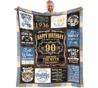 VXDRZGT Coperta per 90° compleanno, 152,4 x 127 cm, regalo per il 90° compleanno da uomo, regalo di compleanno per 90° compleanno, idea regalo per il 90° compleanno