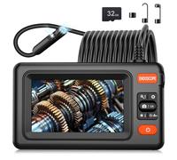 VXGDOE Telecamera endoscopica a doppia lente con luce, 1920P HD periscopio con LCD da 4,3", 8 LED regolabili, cavo semirigido da 16,4 m e scheda da 32 GB, periscopio ispezione impermeabile IP67 per