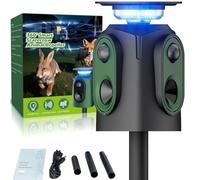 VxoDhuuo Repellente per gatti a 360°, deterrente per gatti per giardini nel Regno Unito, spaventapasseri ad ultrasuoni con sensore PIR 5 modalità di regolazione, impermeabile IP65, ricarica USB solare