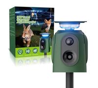 VxoDhuuo Repellente per gatti a 360°, deterrente per gatti per giardini nel Regno Unito, spaventapasseri ad ultrasuoni con sensore PIR 5 modalità di regolazione, impermeabile IP65, ricarica USB solare