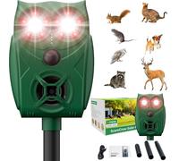 VxoDhuuo Repellente per gatti, deterrente per gatti per giardini nel Regno Unito, spaventapasseri ad ultrasuoni con fiamma lampeggiante e sensore PIR, 5 modalità di regolazione, IPX4, ricarica USB