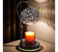 VXUNLIOR Lampada riscaldante per candele di lusso con comando touch smart e paralume in pietre cristalline & base premium a cambio colore - Sciogli-cera LED regolabile per arredamento