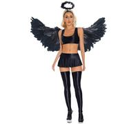 Vxuxlje Donna Set Costumi Angelo Costume Con Ali Vestito Piume Toga Greco | Set Di Accessori Per Costume Di Halloween,Vestito Principessa Angelo,Kit Completo,Club,Carnevale,Festa In Maschera,Party