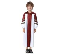 Vxuxlje Vestito Coro Bambini Maschi Roba Coro Con Striature Ricamate Maniche Lunghe Blocchi Colore Cerniera Vestito Chierico Borgogna 13-14 anni