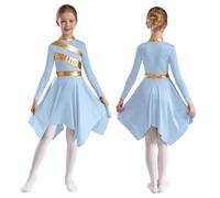 Vxuxlje Vestito da Ballo di Lode per Ragazze Abiti da Celebrazione per Coro Liturgico Vestito Lirico Chiesa Veste Cristiana Taglia 616 Azzurro Chiaro 5-6 Anni
