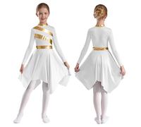 Vxuxlje Vestito da Ballo di Lode per Ragazze Abiti da Celebrazione per Coro Liturgico Vestito Lirico Chiesa Veste Cristiana Taglia 616 Bianco 5-6 Anni