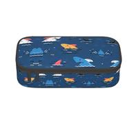 VXXNlnn Astuccio con stampa sirena, organizer multiuso per penne, cancelleria, perfetto per scuola, ufficio e viaggi, Squalo, Taglia unica, Zaino per la scuola