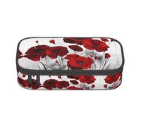 VXXNlnn Astuccio sottile con stampa bandiera blu americana, organizer multiuso per penne, cancelleria, perfetto per scuola, ufficio e viaggi, Papavero rosso., Taglia unica, Zaino per la scuola