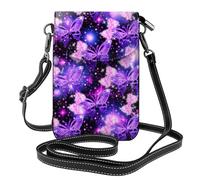 VXXNlnn Bella borsetta viola con stampa glitterata piccola per cellulare, capiente portafoglio con cinturino regolabile, perfetto per viaggi e vita quotidiana, Carina stampa farfalla viola., Taglia