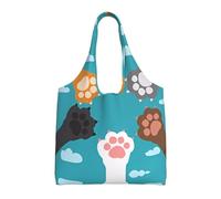 VXXNlnn Black Tree Owl Pumpkin Head Print Canvas Tote Bag - Grande borsa riutilizzabile per la spesa e la conservazione da donna, perfetta per la vita quotidiana, Zampe di gatto, Taglia unica