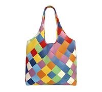 VXXNlnn Black Tree Owl Pumpkin Head Print Canvas Tote Bag - Grande borsa riutilizzabile per la spesa e la conservazione da donna, perfetta per la vita quotidiana, Plaid colorato., Taglia unica