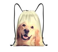 VXXNlnn Borsa leggera con coulisse - Bella borsa con stampa di cane Golden Retriever per sport, yoga, viaggi ed escursionismo - zaino regolabile, Nero , S