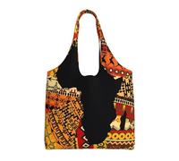VXXNlnn Borsa tote in tela con stampa di panda e bradipo - Grande borsa riutilizzabile per la spesa e la conservazione da donna, perfetta per la vita quotidiana, Modello etnico mappa africana, Taglia