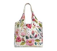 VXXNlnn Borsa tote in tela con stampa hacker era, grande, riutilizzabile, per la spesa e la conservazione delle donne, perfetta per la vita quotidiana, Foglia di fiori, Taglia unica