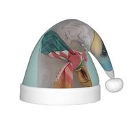 VXXNlnn Cappello di Babbo Natale per bambini con stampa di un lama, morbido cappello di Natale, copricapo per feste di Natale e Capodanno