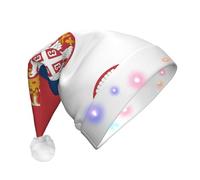 VXXNlnn Cappello natalizio con bandiera della Serbia con LED per adulti, cappello di Babbo Natale, morbido peluche invernale per feste