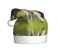 VXXNlnn Cappello natalizio per adulti, cappello da Babbo Natale unisex con simpatica stampa di capra, perfetto per Natale e feste