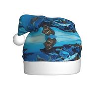 VXXNlnn Cappello natalizio per adulti, cappello da Babbo Natale unisex con stampa di vita marina blu marino, perfetto per Natale e feste