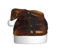 VXXNlnn Cappello natalizio per adulti, cappello di Babbo Natale unisex con barca al crepuscolo, perfetto per Natale, feste