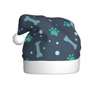 VXXNlnn Cappello natalizio per adulti, cappello di Babbo Natale unisex con ossa e artigli di cane, design stampato, perfetto per Natale e feste