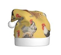 VXXNlnn Cappello natalizio per adulti, cappello di Babbo Natale unisex con stampa artistica di pollo, perfetto per Natale e feste