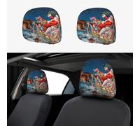 VXXNlnn Copri poggiatesta per auto, con stampa Merry Christmas, universale, 2 pezzi, protezione per poggiatesta per sedili anteriori dei camion, copertura interna alla moda
