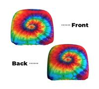 VXXNlnn Copritesta per auto con stampa arcobaleno tie dye, universale, 2 pezzi, protezione per poggiatesta per sedili anteriori dei camion, copertura interna alla moda